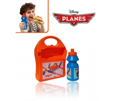 Kit fiambrera infantil para el colegio con motivo de DUSTY PLANES incluye botella de 350ml - Porta-sandwich 553-20255