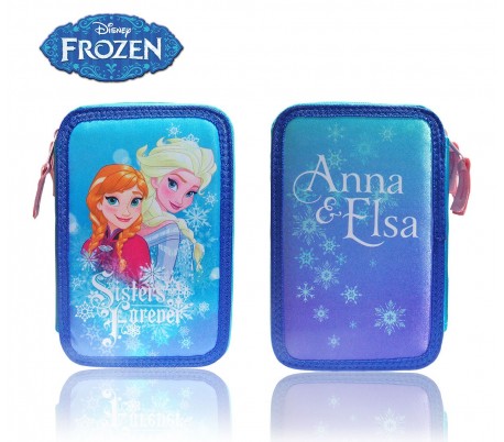 Estuche escolar de 38 piezas con motivo de ELSA Y ANA DE FROZEN incluye rotuladores lápices de colores y diferentes accesorios