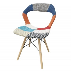 Silla blanda PARIGI patchwork patas madera de haya con...