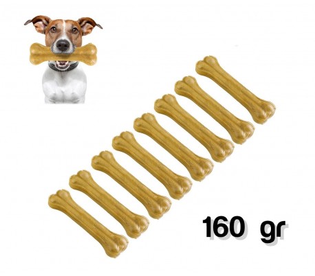 Pack 8 piezas / Delicioso snack para perro en forma de HUESO (160gr - 100% piel de cerdo) - Antiestrés