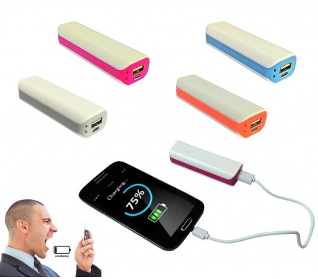 Power Bank 6500 mAh - Batería portátil externa para móvil smartphone (2 puertos USB / 9 x 2,5 x 2 cm)