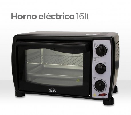 Horno eléctrico de 16 litros DCG MB9803 de 1200W con termostato hasta 230 ° y pantalla en vidrio templado - DCG