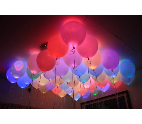 Globos luminosos con LED para fiestas y cumpleaños (Pack 5 unidades / Colores surtido) 