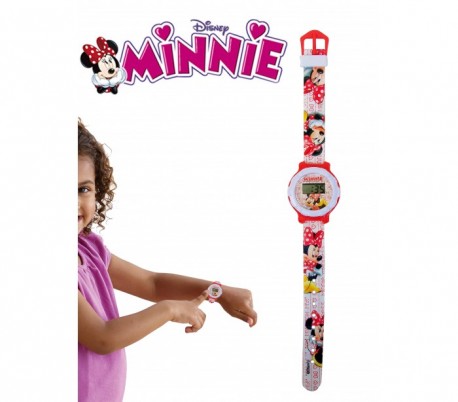 Reloj de pulsera digital con correa de goma infantil para niño y niña con motivo de MINNIE MOUSE - Disney WD10561 