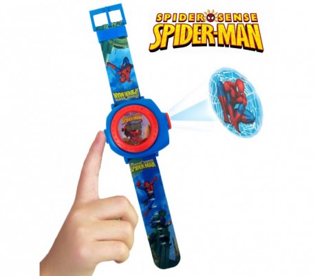 Reloj infantil para niño y niña con motivo de SPIDERMAN SENSE con proyector de imágenes del personaje - color azul MV10014