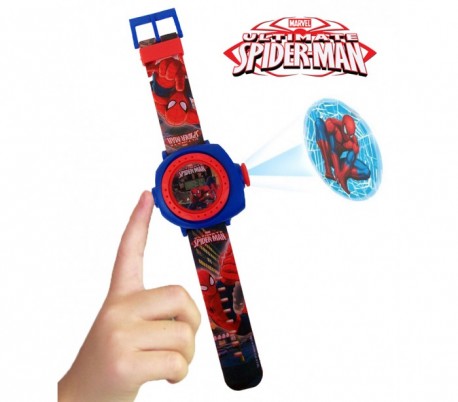 Reloj infantil para niño y niña con motivo de SPIDERMAN ULTIMATE con proyector de imágenes del personaje - color rojo MV10039