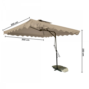 Sombrilla de jardín descentralizado tela impermeable 2,5 m poste de metal 2,3 m