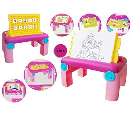 Mesa multifunción BARBIE 2119 (dibujo + cálculos matemáticos) color rosa - Juguete infantil para niño y niña