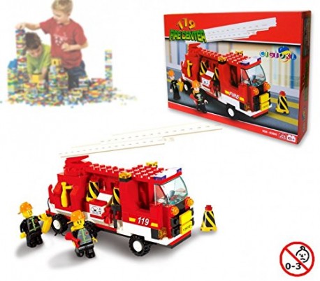 Juego de construcción con motivo de BOMBEROS set de 190 PZ con 2 personajes incluye camión y escalera extensible M38-B3000