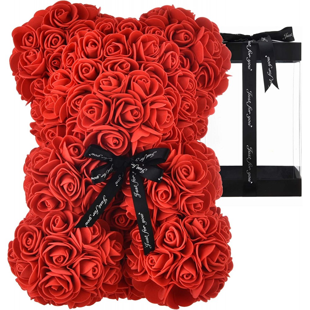 Oso de peluche de rosas artificiales H23cm con caja Idea de regalo San Valentín