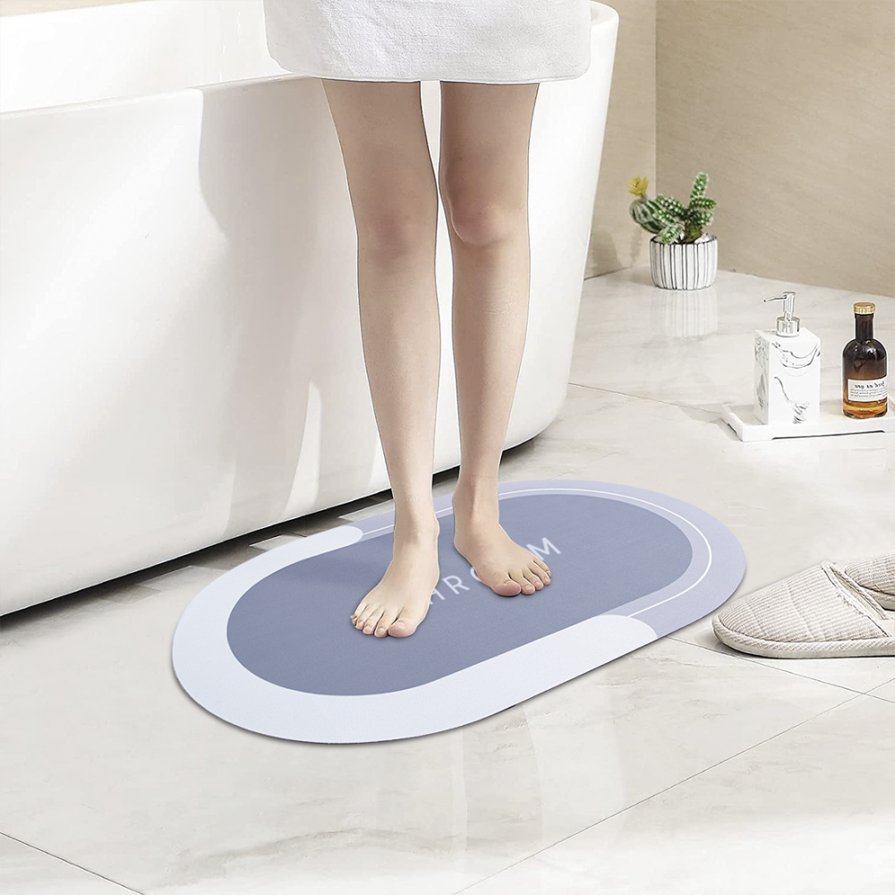 Alfombra de baño antideslizante ovalada 43x67cm en microfibra absorbente Ducha