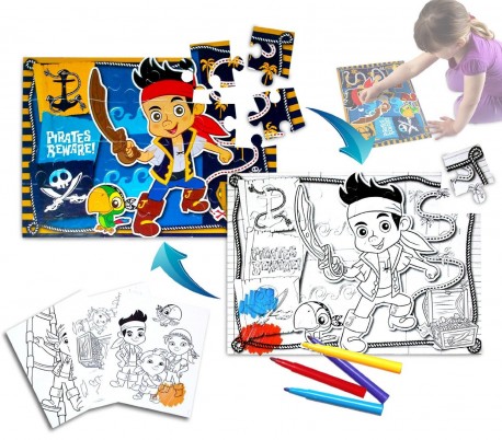 Puzzle infantil 2 en 1 (Montar + colorear) con motivo de JAKE EL PIRATA (41 x 28 cm) 726571 - DISNEY