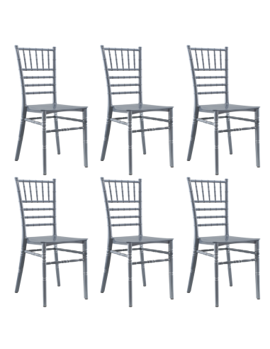 Pack 6 sillas Chiavari vintage GRIS Silla de catering Chiavarina Diseño clásico