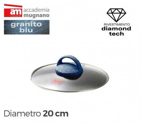 Tapa de vidrio 20cm para ollas cacerolas y sartenes - Accademia Mugnano GRANITO BLU