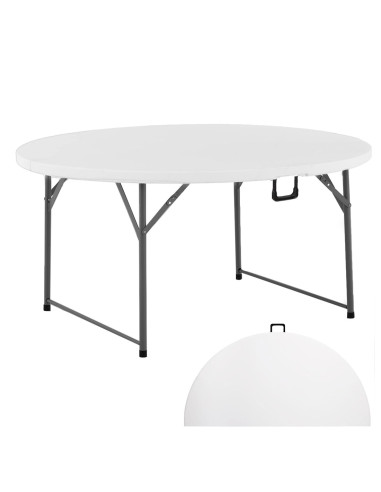 Mesa Plegable Redonda ASIA de 180 cm en Resina Blanca para Catering