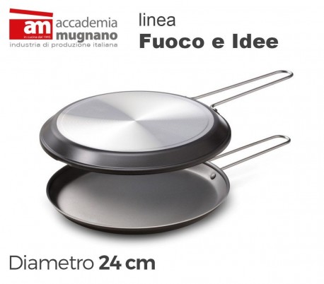 Cacerola vaporera de 24 cm con dos mangos antiadherentes de efecto piedra - Accademia Mugnano Linea FUOCO & IDEE