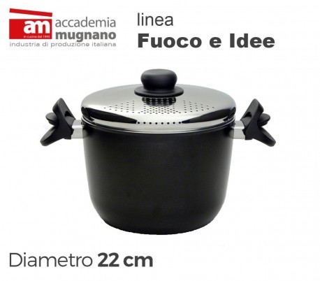 Olla doble para pasta de 22cm antiadherentes de efecto piedra - Accademia Mugnano Linea FUOCO & IDEE