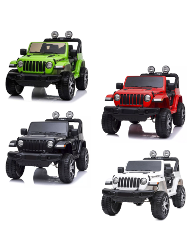 Jeep Wrangler niños 12V BIPOSTO control remoto luces y sonidos Pantalla MP4