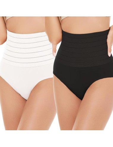 2pz Faja de Cintura Alta 1 Blanca 1 Negra Slip Mujer Faja Contenitiva Modeladora