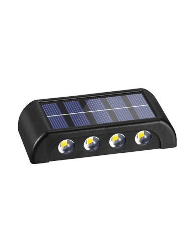 Lámpara de Pared Solar de 8 LED, Aplique Exterior Impermeable 2700K.