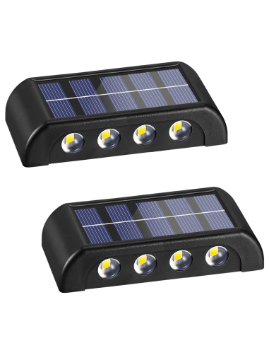 2pz Lámpara de Pared Solar 8 LED, Aplique Impermeable 2700K.