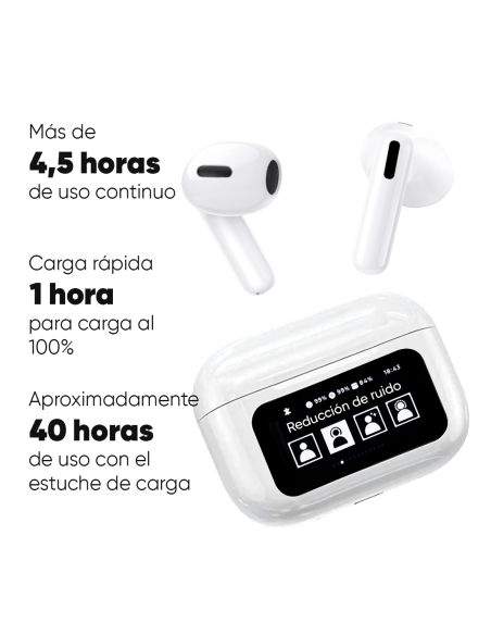 Auriculares A9 Pro, Bluetooth 5.4, inalámbricos, pantalla LED, sonido HI-FI