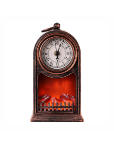 Reloj Decorativo de Mesa Vintage con Chimenea a Pilas y...