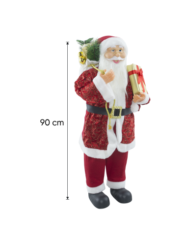 Papá Noel con Traje Rojo y Glitter 144416 Adorno Navideño Decoración 90H cm