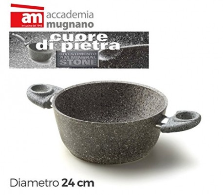 Cacerola de 16 cm de un mango y revestimiento de piedra antiadherente - Accademia Mugnano Linea CUORE DI PIETRA