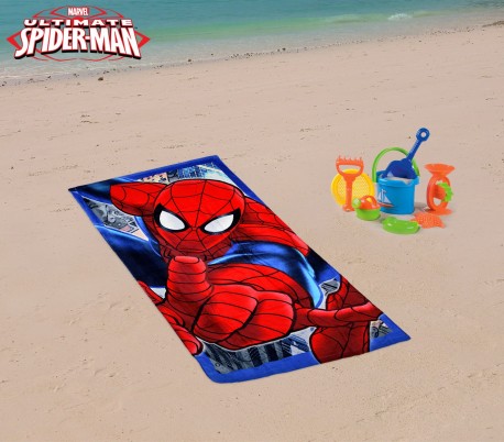 MV51003 Toalla infantil de playa con motivo de SPIDERMAN (70 x 140 cm / 100% algodón) 