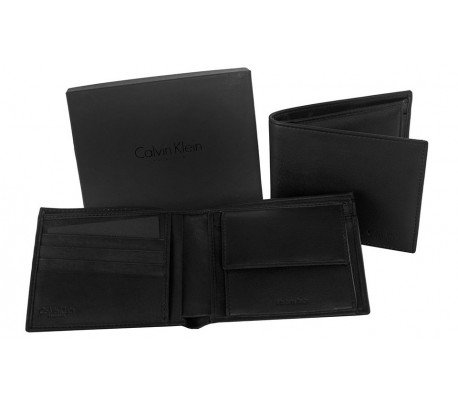 S07 Cartera de cuero negro - Calvin Klein para hombres