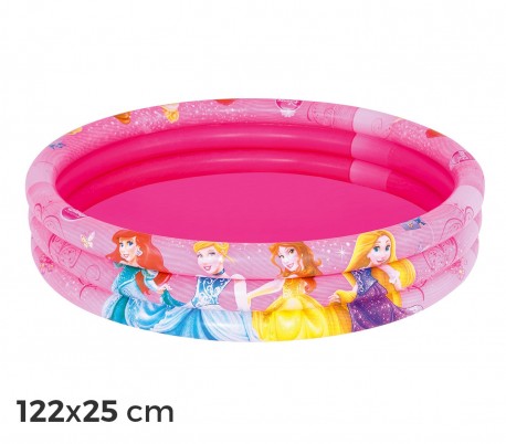 91047 Piscina inflable 122x25 cm princesas de Disney tres anillos de color rosa