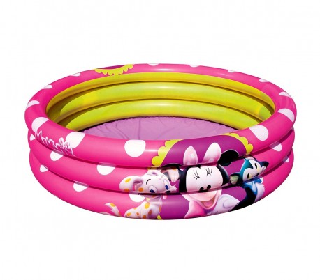 91060 Piscina inflable 102x25 cm Minnie tres anillos de color rosa Bestway 