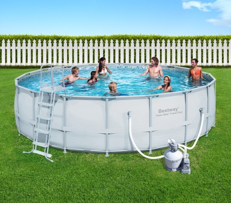 56066 Piscina redonda Bestway estructurado 457 x 91 cm con escalera kit limpieza