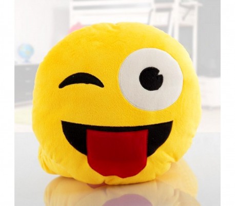 621037 Almohada de emoticono guiño con lengua fuera emoji 30 cm de diametro