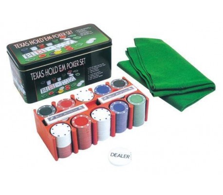 Set poker texas hold'em alfombra 200 fichas de 2 cubiertas