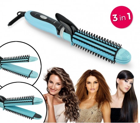 Plancha para el pelo Beauty Set 3 en 1 para peinados lisos, rizados y frizze